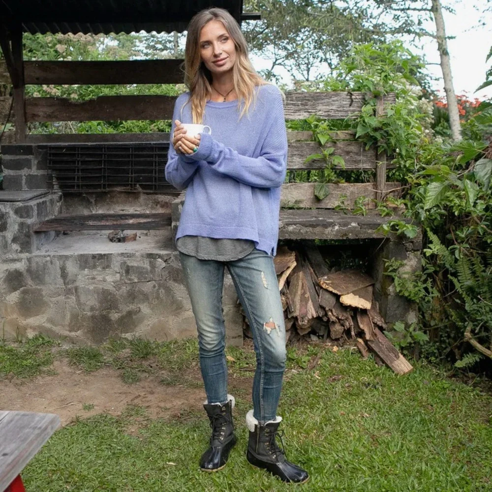 Wooden Ships Marina Slouchy Crew Knit Sweater‎ Blue Gentian XS/S